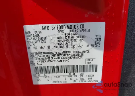 2011 Ford F-150 Xl from USA, damaged, VIN 1FTEX1CM8BKD51140